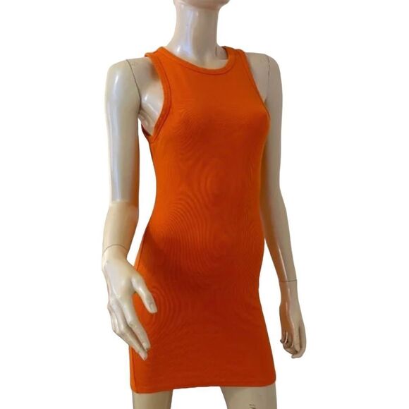 Talentless Orange Ribbed Tank Bodycon Dress - Picture 1 of 8